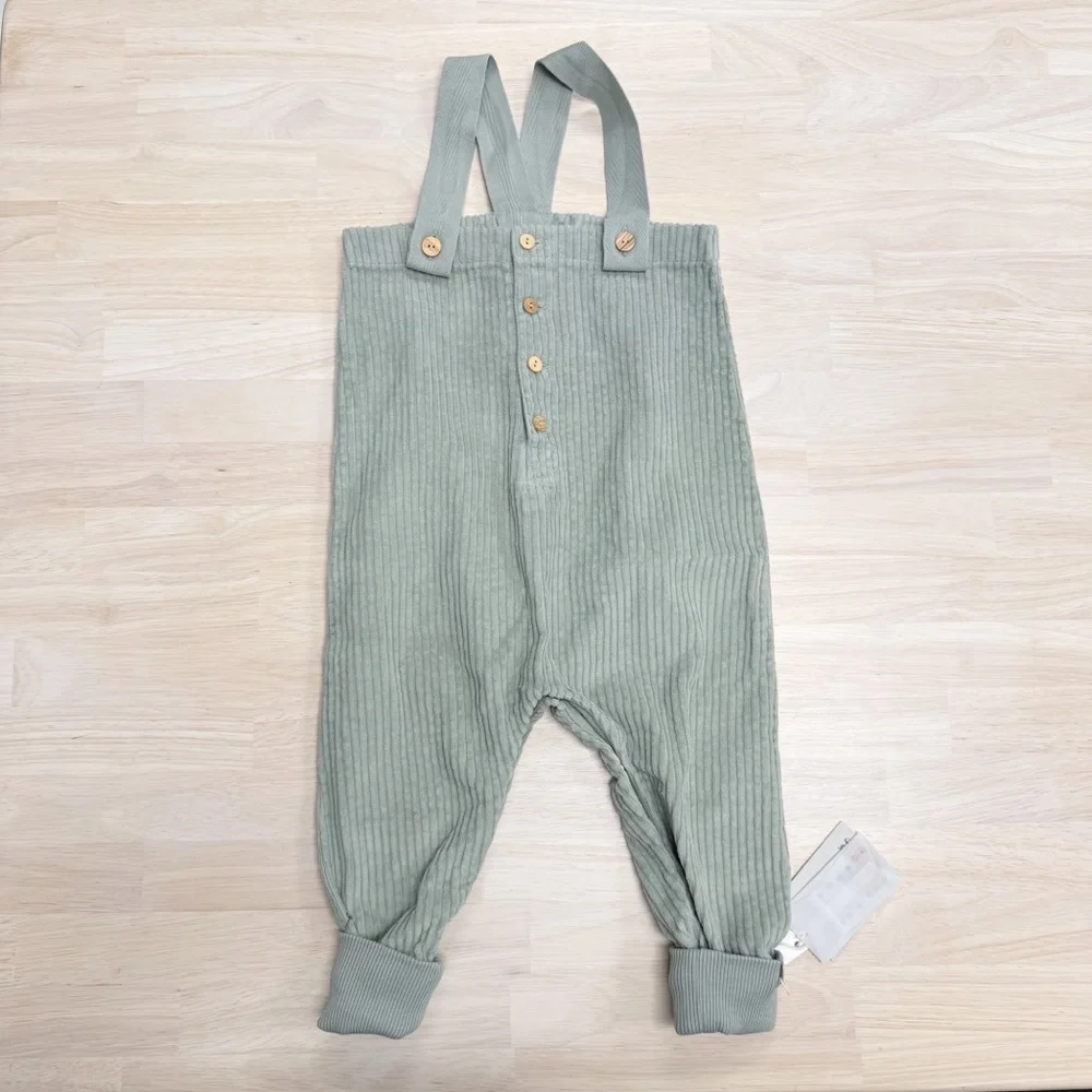 New! Snug green soft cord overalls